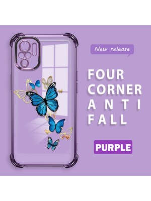 HONTINGA Xiaomi Redmi Note 10 4g ile Uyumlu Kılıf Şeffaf Kılıfı Kamera Koruyucu Basitlik Anti Düşme Kamera Korumalı Kelebek Desen Yumuşak Silikon Couple Telefon Kılıfı Kadın ve Erkek Için Uygundur K3-0299