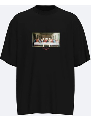 Fandr Studio Beyaz Oversize Bisiklet Yakalı The Last Supper T-Shirt