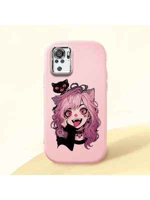 HONTINGA Xiaomi Redmi Note 10 4g ile Uyumlu Kılıf Kamera Korumalı Düşüme Önleyici Kamera Koruyucu Pembe Yumuşak Silikon Couple Telefon Kılıfı Kız Desenli K4-0368