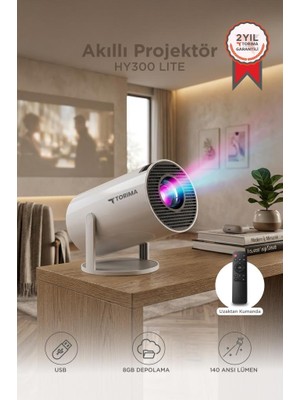 Torima Taşınabilir Projektör Ev Sineması Android 11 Bluetooth Akıllı Projeksiyon HY300T Lite