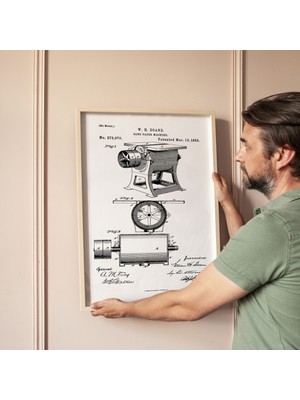 Pegziz Zımpara Makinesi Patent Çizimi Tablosu Duvar Dekor Tablo