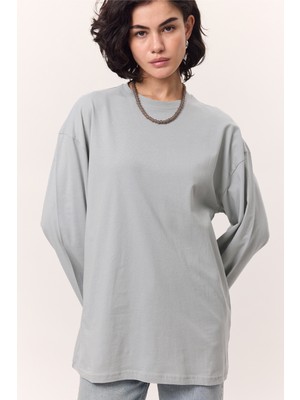 Manuka GENİŞ KOL OVERSIZE TSHIRT AÇIK MAVİ