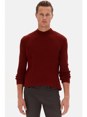 Twn Slim Fit Kiremit Rib Örgü Kazak