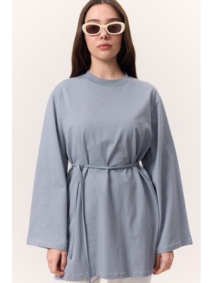 Manuka BAĞLAMA DETAYLI OVERSIZE TSHIRT MAVİ