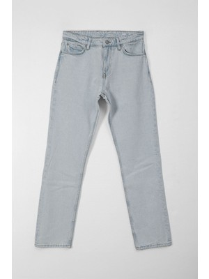 Markapia Kadın %100 Pamuk Straight Fit Buz Mavisi Jean Pantolon