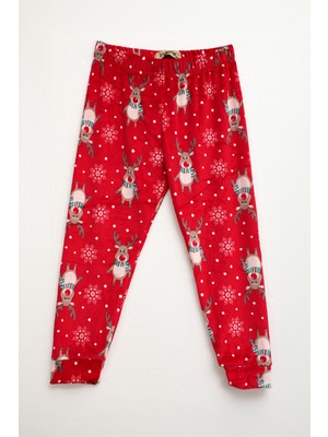 Markapia Man Erkek Çocuk Yumuşak Kadife Dokulu Kırmızı Pijama Altı