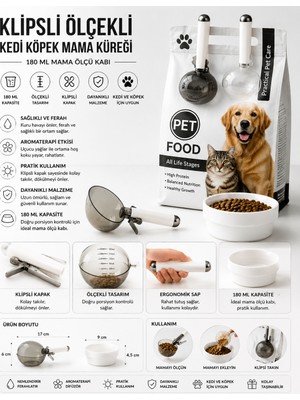 Mersi Shop Klipsli Ölçekli Kedi Köpek Mama Küreği 180 ml Mama Ölçü Kabı