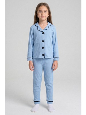 Kinderos Uzun Kollu Düğmeli Kız Çocuk Pijama Takımı - 26Y 4241