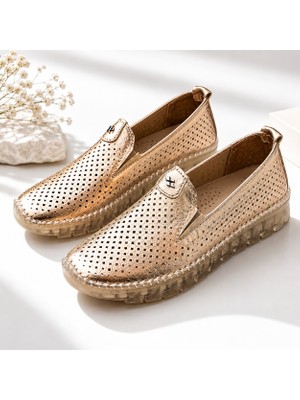 Patron Shoes Hakiki Deri Ortopedik Taban Kadın Günlük Ayakkabı – Delikli Nefes Alan Rahat Konforlu Şık Tasarım