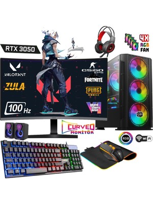 Apphirex Jett X55 Ryzen 5 5500 16GB Ram 512GB M2 SSD RTX3050 24'' 100Hz Curved Masaüstü Oyun Bilgisayarı