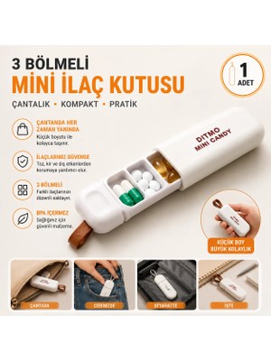 Ditmo minipop – kapaklı 3 bölmeli taşınabilir ılaç kutusu