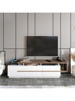 Decorotika Pia Tv Ünitesi Ceviz Beyaz