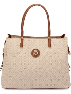 Tergan Bej Print Kadın Omuz Çantası - S26Y1PR09175-S7G