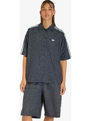 Adidas Aop Kadın Siyah Gömlek.-