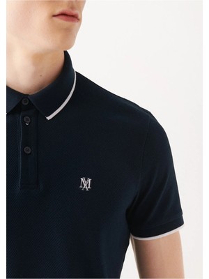 Mavi Şerit Detaylı Lacivert Polo Tişört 066039-30651