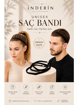 İnderin Inderin 3 Adet Unisex Sporcu Saç Bandı Ince Yoga Bant Sporcu Bandı Siyah Lastik Saç Bandı
