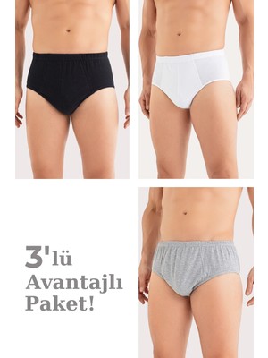 Arma Yıldız Erkek Pamuklu Külot Slip Beli Lastikli 3'lü Paket Renkli