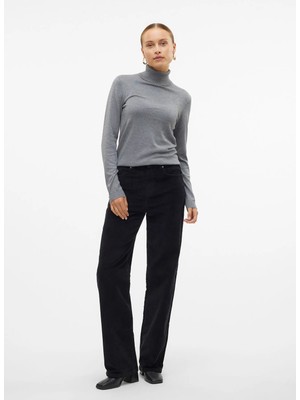 Vero Moda Siyah Kadın Standart Fitilli Pantolon Vmtessa Hr Wıde Corduroy Pants Ga N