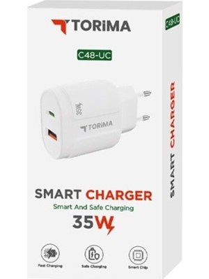 Pmr Honor 400 Lite Ile Uyumlu 35W Type-C + USB Hızlı Şarj Başlığı