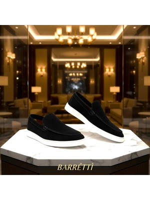 By Barretti Bs Siyah Düz Süet Loafer
