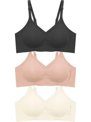 Cottonhill Seamless Bra - Alure | Lazer Kesim Balensiz Perfore Detaylı Dikişsiz Kadın Sütyen 3'lü Paket-2