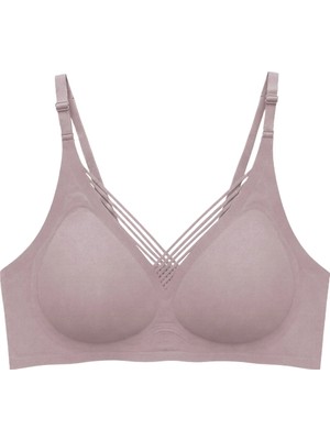 Cottonhill Seamless Bra - Lucent | Kahverengi Lazer Kesim Balensiz Ön Çapraz Şerit Detaylı Kadın Sütyen
