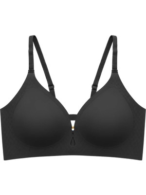 Cottonhill Seamless Bra - Elune | Siyah Lazer Kesim Balensiz Dekolte Taş Detaylı Dikişsiz Kadın Sütyen