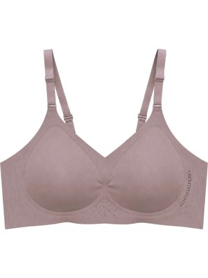 Cottonhill Seamless Bra - Alure | Kahverengi Lazer Kesim Balensiz Perfore Detaylı Dikişsiz Kadın Sütyen