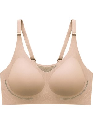 Cottonhill Seamless Bra - Avena | Ten Lazer Kesim Balensiz Çizgi Dokulu Tül Detaylı Kadın Sütyen