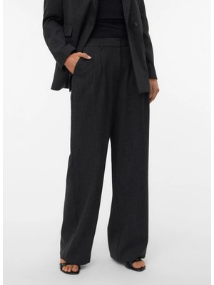 Vero Moda Koyu Gri Melanj Kadın Pantolon Vmbestıe Mw Wıde Dad Pant Noos