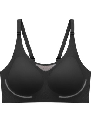 Cottonhill Seamless Bra - Avena | Siyah Lazer Kesim Balensiz Çizgi Dokulu Tül Detaylı Kadın Sütyen