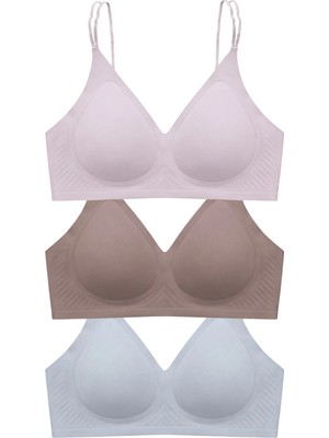 Cottonhill Seamless Bra - Viora | Lazer Kesim Balensiz Kontur Kabartma Detaylı Dikişsiz Kadın Sütyen 3'lü Paket