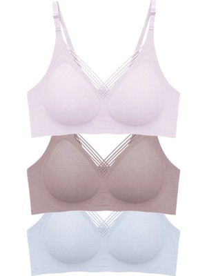 Cottonhill Seamless Bra - Lucent | Lazer Kesim Balensiz Ön Çapraz Şerit Detaylı Kadın Sütyen 3'lü Paket