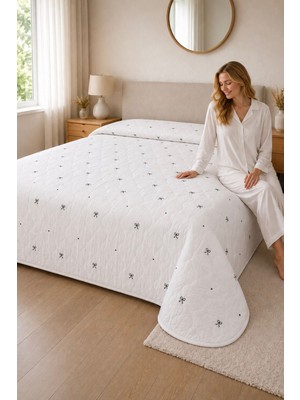 Uçkan Home %100 Pamuk Çift Kişilik Pike Yatak Örtüsü Dört Mevsim Kullanıma Uygun