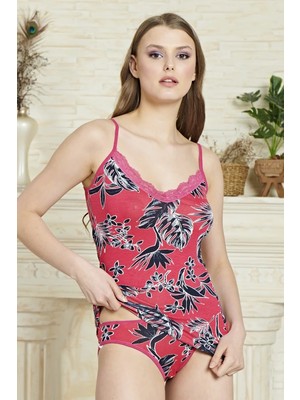 Hace Bazaar Kadın Şık Rahat Yazlık Mevsimlik Penye Atlet Külot Takım Pijama 5937 -