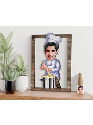 Bk Gift Kişiye Özel Chef Karikatürlü 3D Ahşap Tablo, Sevgiliye Hediye, Arkadaşa Hediye, Yıl Dönümü Hediyesi, Doğum Günü Hediyesi-6