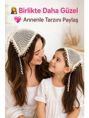 Neholia Anne Kız Kombin Bandana El Örgüsü Saç Bandı Bohem Stil Ayarlanabilir 2li Set