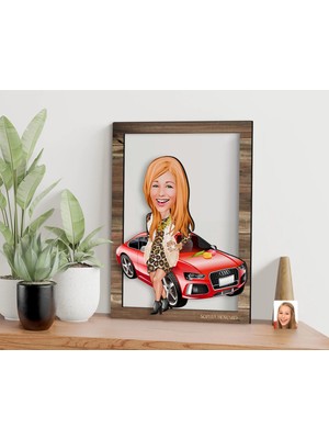 Bk Gift Kişiye Özel Kadın Patron Karikatürlü 3D Ahşap Tablo, Sevgiliye Hediye, Arkadaşa Hediye, Yıl Dönümü Hediyesi, Doğum Günü Hediyesi-2
