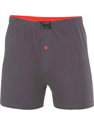Hace Bazaar Düğmeli Pamuklu Erkek Penye Boxer Füme - 1146A