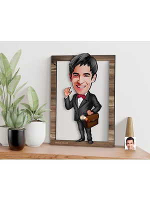 Bk Gift Kişiye Özel Erkek Avukat Karikatürlü 3D Ahşap Tablo, Sevgiliye Hediye, Arkadaşa Hediye, Yıl Dönümü Hediyesi, Doğum Günü Hediyesi-5