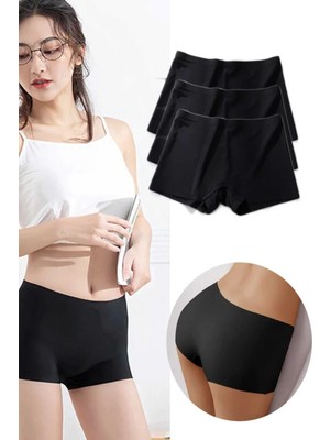 Hace Bazaar 3 Adet Kadın Dikişsiz Görünmez Iz Yapmaz Mini Şort Boxer Siyah