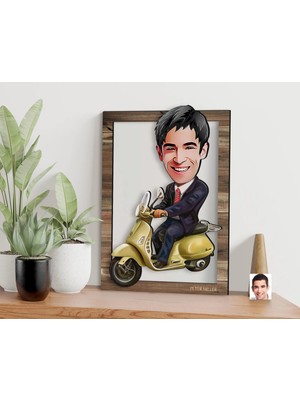 Bk Gift Kişiye Özel Erkek Motorcu Karikatürlü 3D Ahşap Tablo, Sevgiliye Hediye, Arkadaşa Hediye, Yıl Dönümü Hediyesi, Doğum Günü Hediyesi-3
