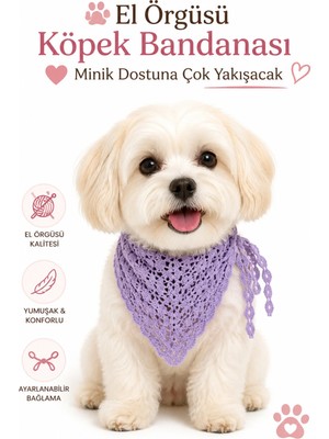 Neholia Köpek Bandanası El Örgüsü Bağlamalı Şık Evcil Hayvan Boyun Fuları Kedi Köpek Aksesuarı