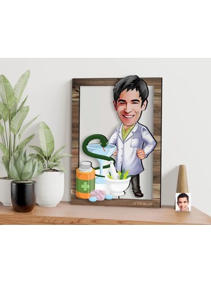 Bk Gift Kişiye Özel Erkek Eczacı Karikatürlü 3D Ahşap Tablo, Sevgiliye Hediye, Arkadaşa Hediye, Yıl Dönümü Hediyesi, Doğum Günü Hediyesi-2