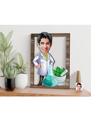 Bk Gift Kişiye Özel Erkek Eczacı Karikatürlü 3D Ahşap Tablo, Sevgiliye Hediye, Arkadaşa Hediye, Yıl Dönümü Hediyesi, Doğum Günü Hediyesi-1