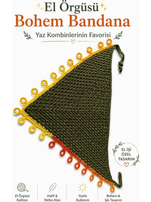 Neholia ✨ El Örgüsü Saç Bandanası Bohem Yazlık Bandana Ayarlanabilir Kadın Saç Aksesuarı
