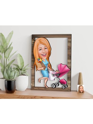 Bk Gift Kişiye Özel Ev Hanımı Karikatürlü 3D Ahşap Tablo, Sevgiliye Hediye, Arkadaşa Hediye, Yıl Dönümü Hediyesi, Doğum Günü Hediyesi-1