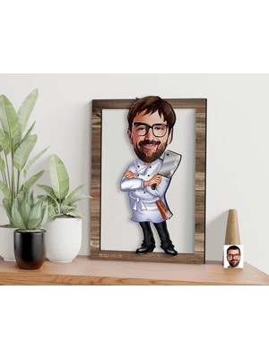 Bk Gift Kişiye Özel Erkek Chef Karikatürlü 3D Ahşap Tablo, Sevgiliye Hediye, Arkadaşa Hediye, Yıl Dönümü Hediyesi, Doğum Günü Hediyesi-20