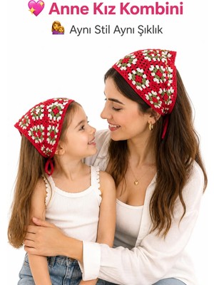 Neholia Anne Kız Kombin Bandana El Örgüsü Saç Bandı Bohem Stil Ayarlanabilir 2li Set