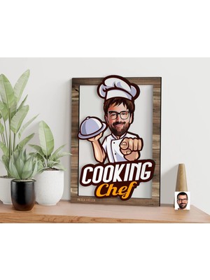 Bk Gift Kişiye Özel Chef Karikatürlü 3D Ahşap Tablo, Sevgiliye Hediye, Arkadaşa Hediye, Yıl Dönümü Hediyesi, Doğum Günü Hediyesi-5
